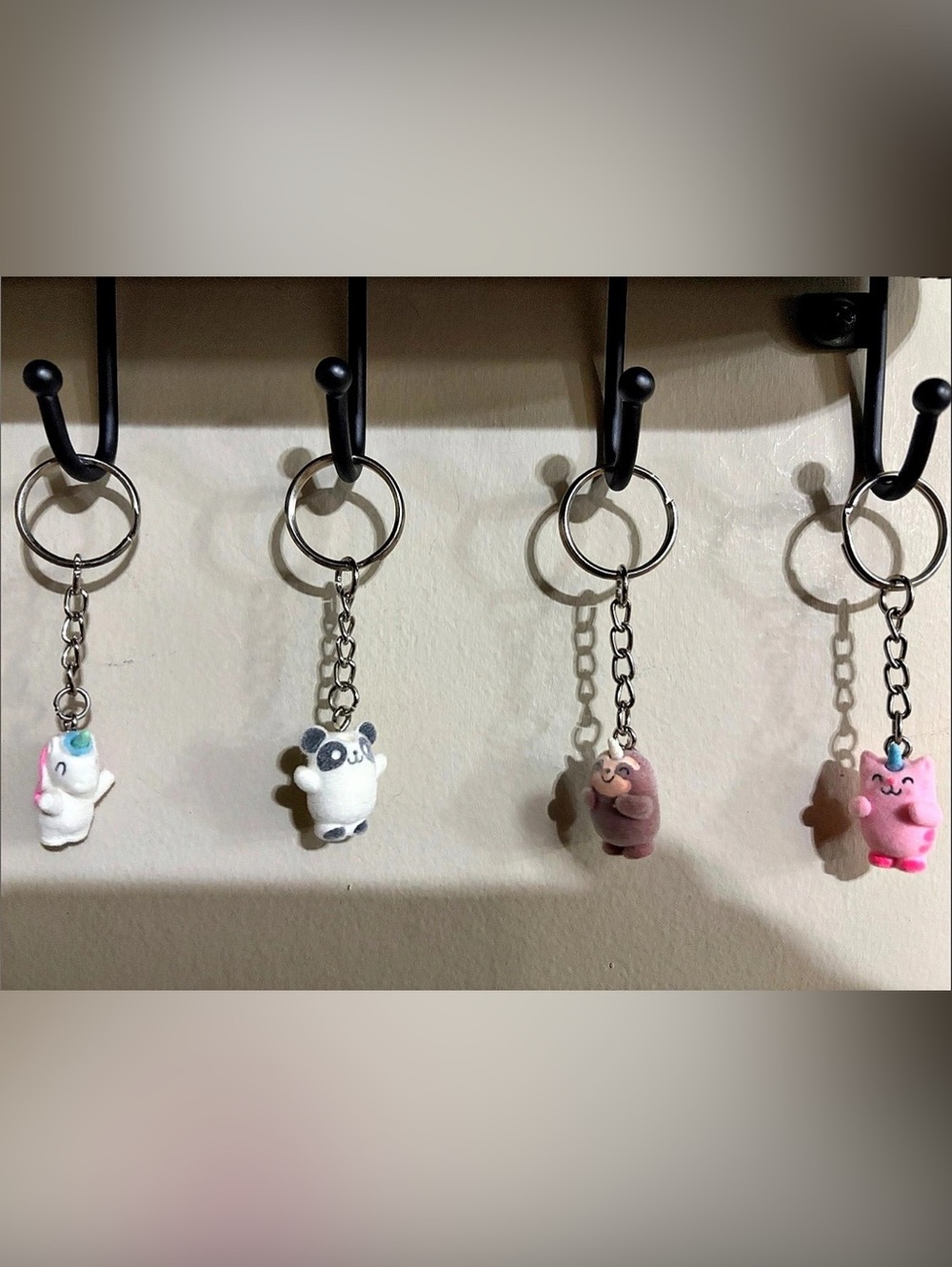 Character Keychain Set Pink & White Like New